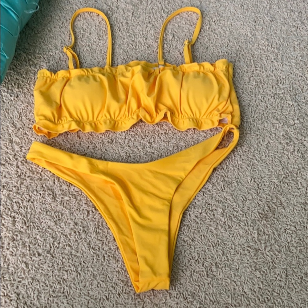 Yellow shein bathing suit set
